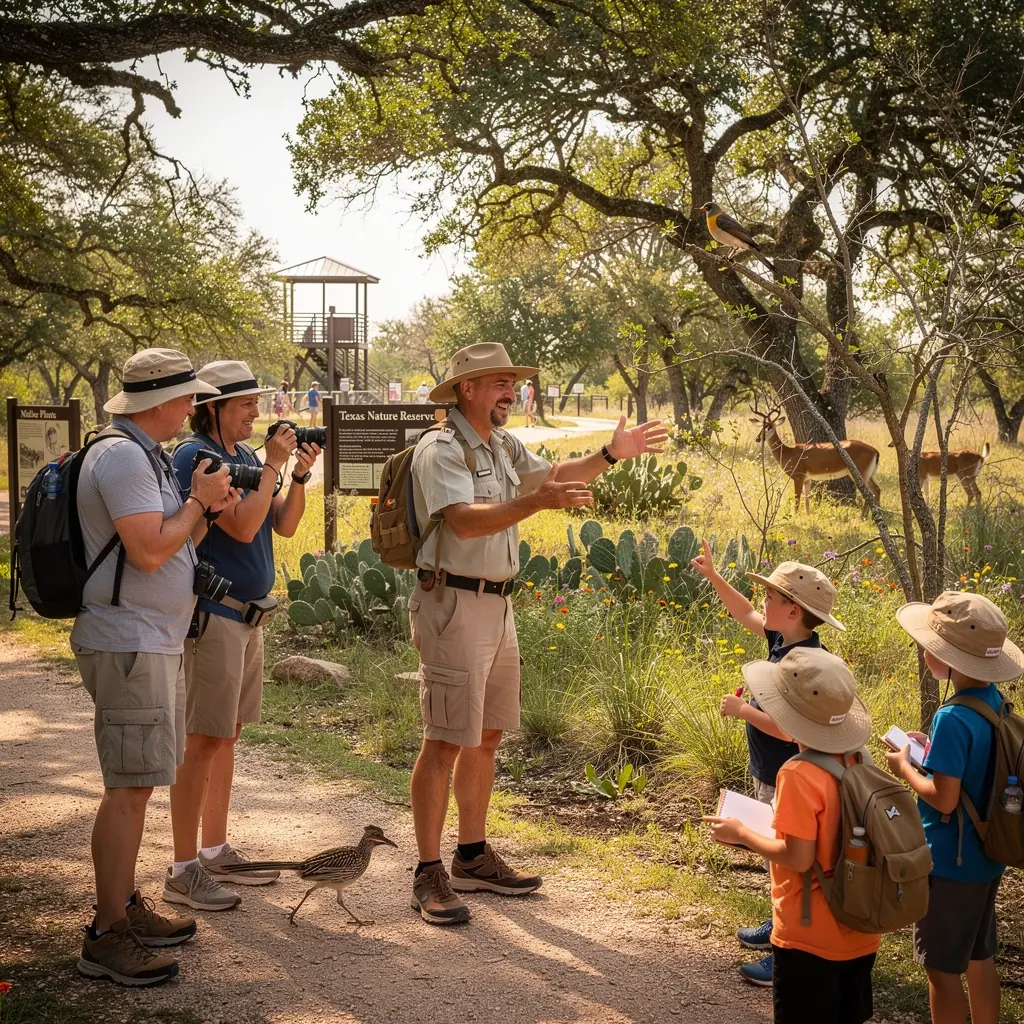 Семейная пара с детьми, изучающая карту на фоне живописного пейзажа.