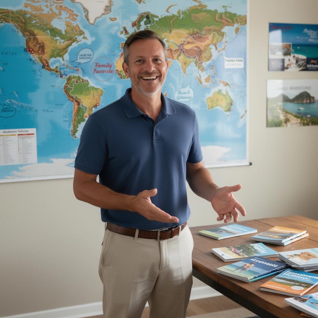 Мама и папа, обсуждающие планы путешествия в уютном кафе.